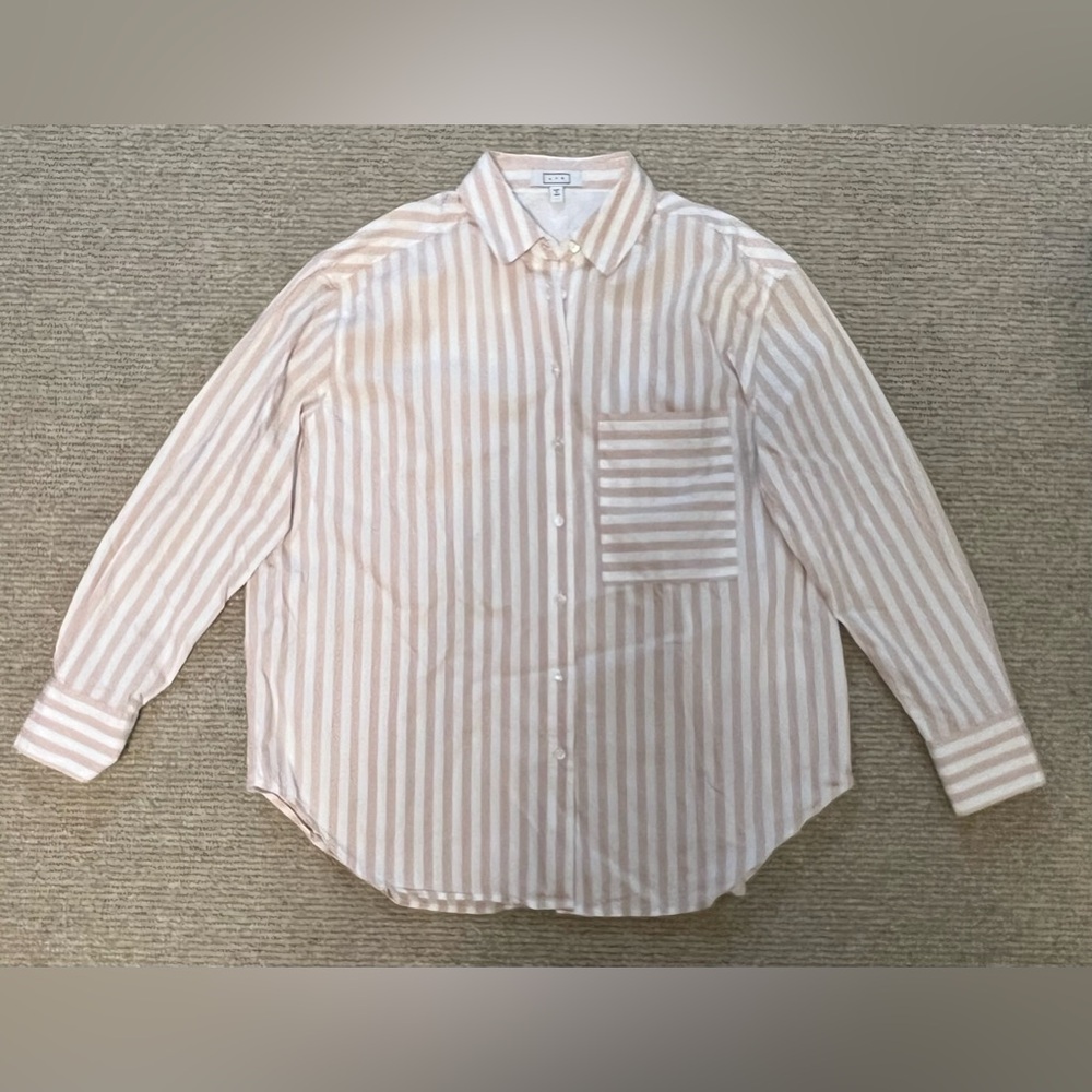 AYR The Deep End button down collared shirt - size S - blush stripe